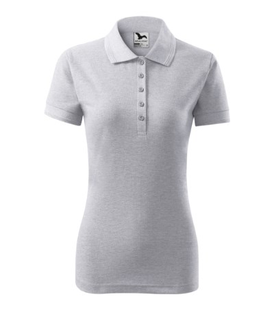 Polohemd Damen Pique Polo hellgrau meliert