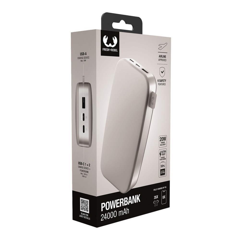 Fresh n Rebel Powerbank 24000 mAh USB-C- Seidensand