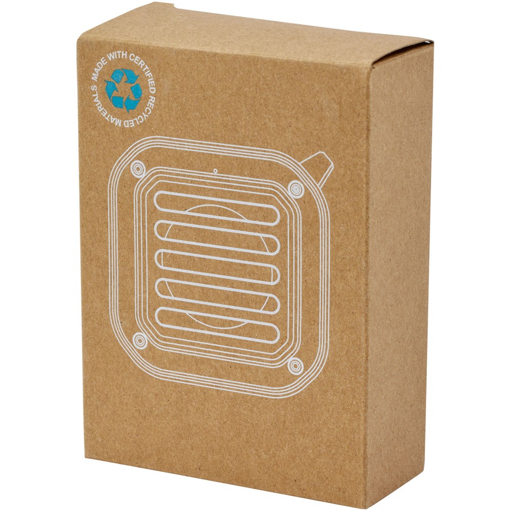 Solo 3W IPX5 Solar Bluetooth®-Lautsprecher aus recyceltem RCS Kunststoff mit Karabinerhaken 