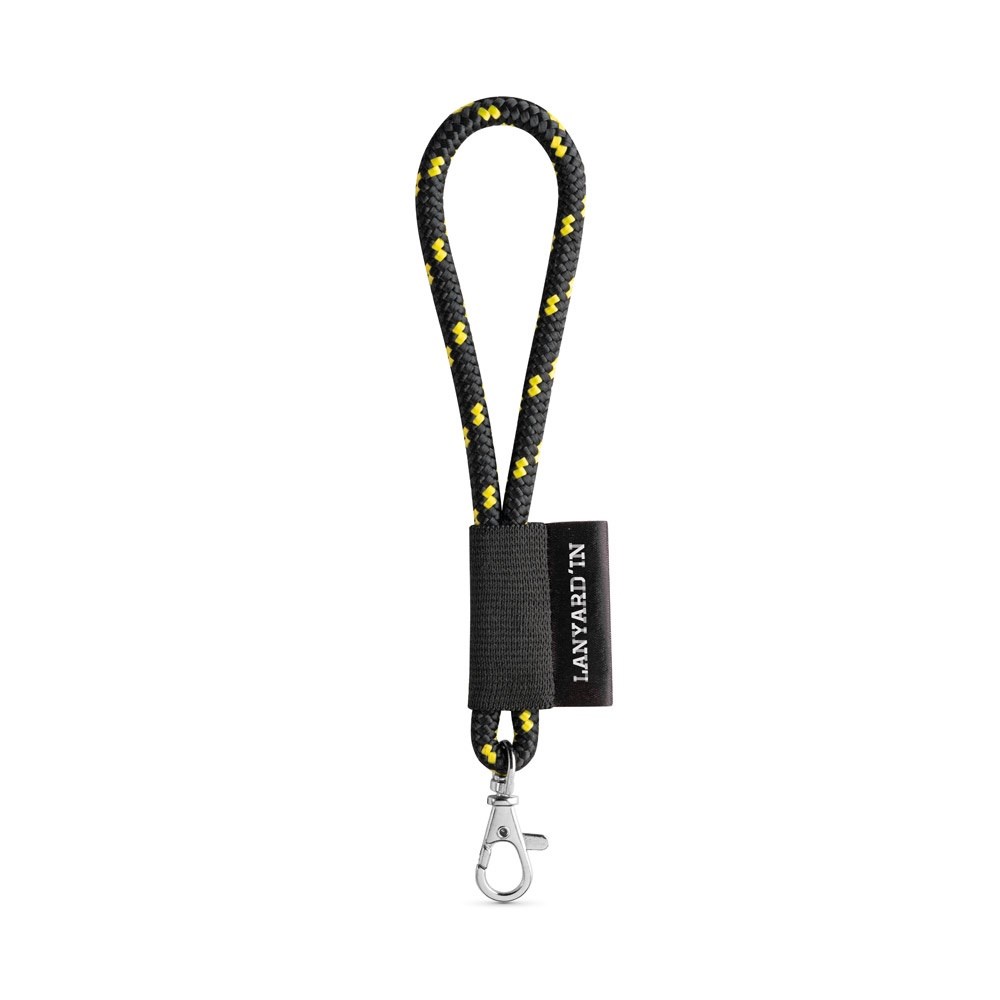 75092. SET Lanyard NAUTIC Short (Ø 7 mm) Set mit 9 mm Schnappkarabiner - schwarz, gelb
