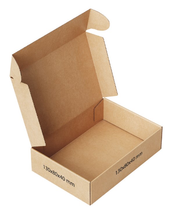 Versandbox 150x100x80 mm - ECO Kraft -  innen & außen bedruckt