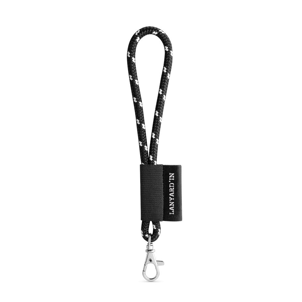 75092. SET Lanyard NAUTIC Short (Ø 7 mm) Set mit 9 mm Schnappkarabiner - schwarz, weiß