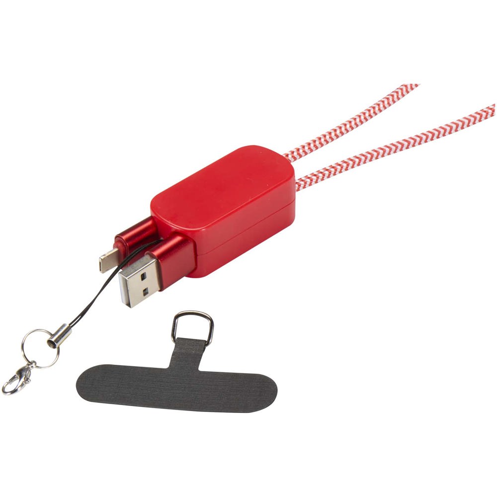 Anser Smartphone Lanyard aus recyceltem Kunststoff mit 27 W 5-in-1 integriertem Kabel