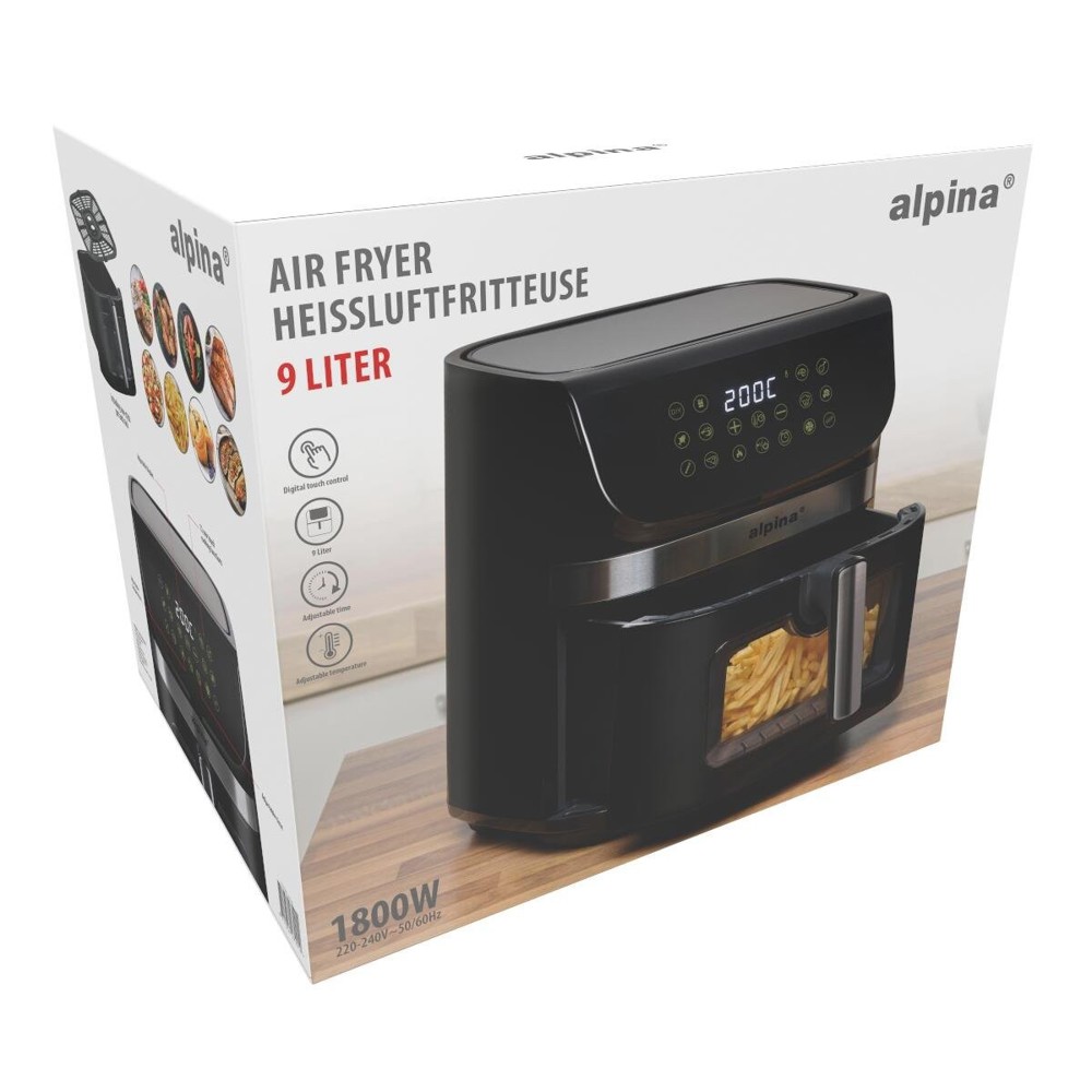 ALPINA Air Fryer 9L 1800W Digital Display- Schwarz