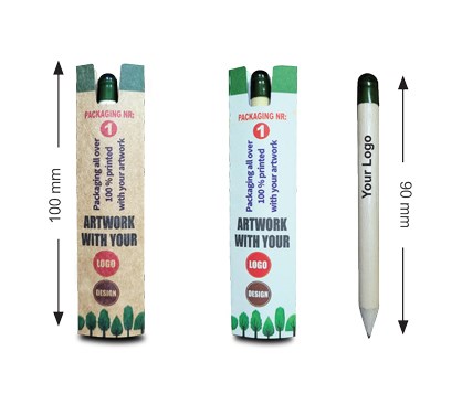 Nachhaltiger Plant-a-Tree Mini-Bleistift mit Samenkapsel – Inklusive bedruckter Hülle