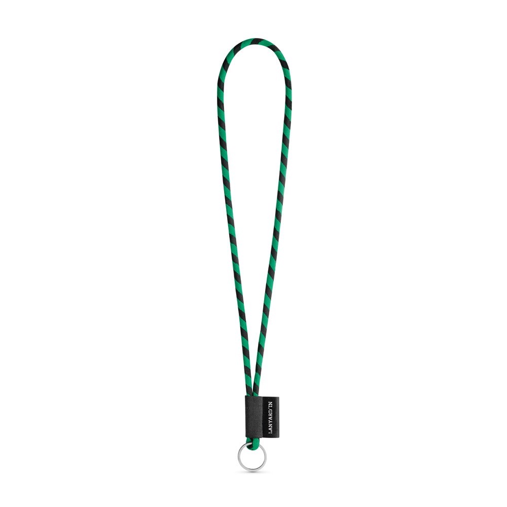 75093. SET Lanyard TUBE Long (Ø 7 mm) mit Ring Ø 32 mm - schwarz, grün