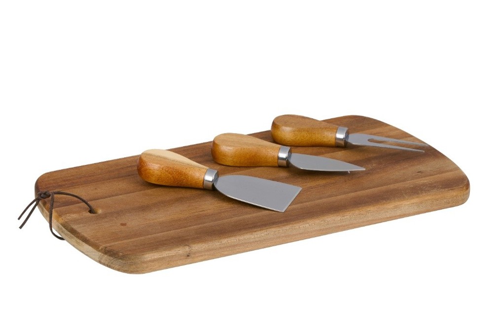 ALPINA Cheeseboard with Knives 320x17.5cm- Braun