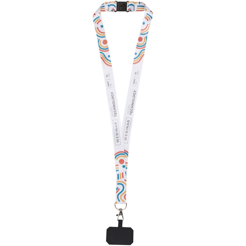 Addie Sublimation Lanyard mit Telefonhalterung und Sicherheitsverschluss - schwarz, weiss