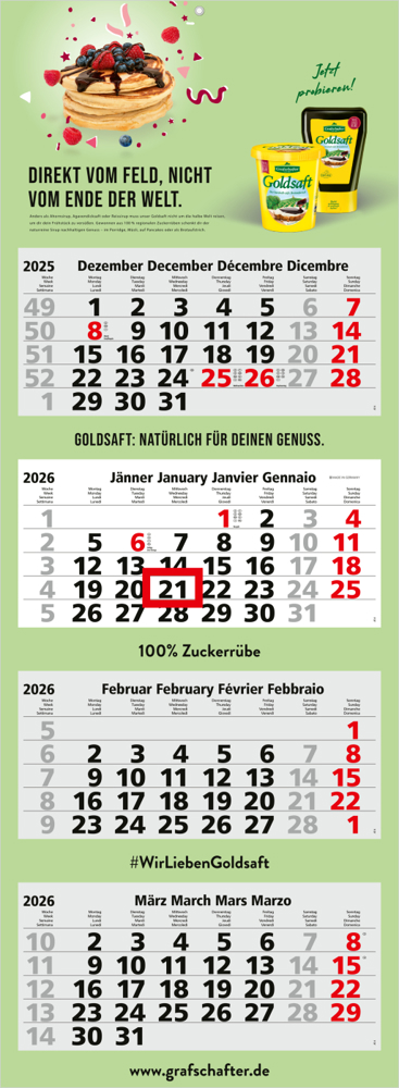 4-Monatskalender Quadro Light 4 Bestseller, Österreich (Mehrblock)
