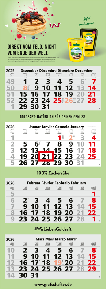 4-Monatskalender Quadro Light 4 Bestseller, Österreich (Mehrblock) - hellgrau