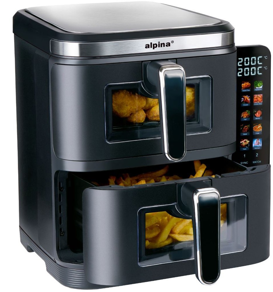 ALPINA Double Air Fryer 2x5.5L 2800W- Schwarz