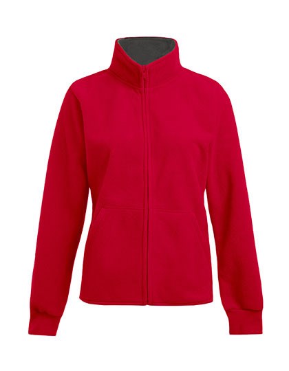 Promodoro - Women´s Double Fleece Jacket - Red, Light Grey (Solid)