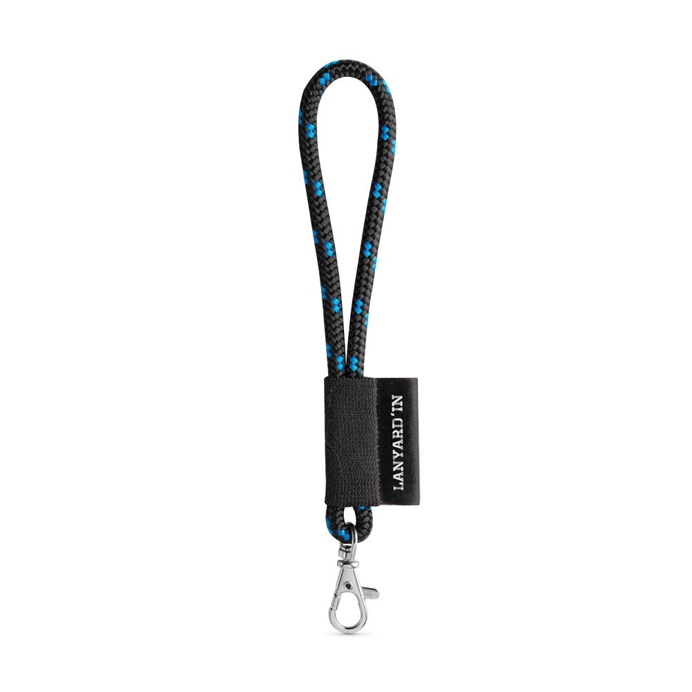 75092. SET Lanyard NAUTIC Short (Ø 7 mm) Set mit 9 mm Schnappkarabiner - Schwarz, Königsblau