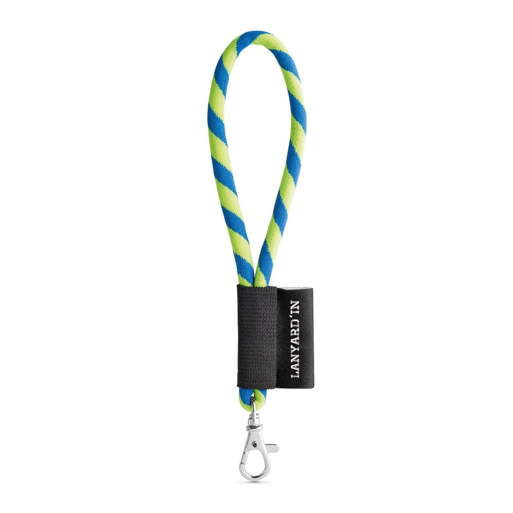 75090. SET Lanyard TUBE Short (Ø 7 mm) mit 9 mm Schnapperkarabiner - Gelb Hexachrome, Königsblau