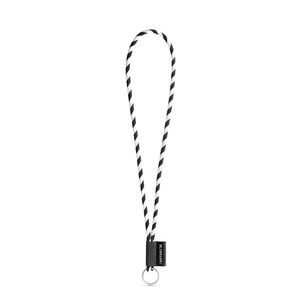75093. SET Lanyard TUBE Long (Ø 7 mm) mit Ring Ø 32 mm - schwarz, weiß