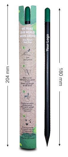 Nachhaltiger Plant-a-Tree Bleistift mit Samenkapsel – Schwarz