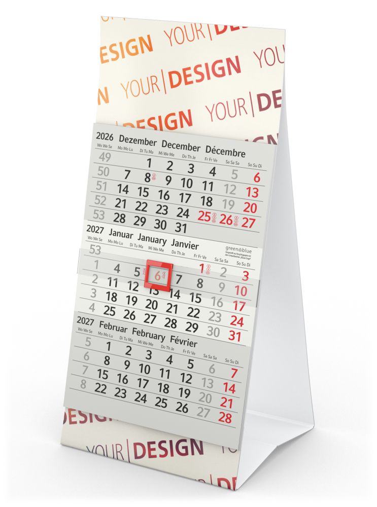 Tischkalender Mini 3 Recycling-Kalendariumspapier