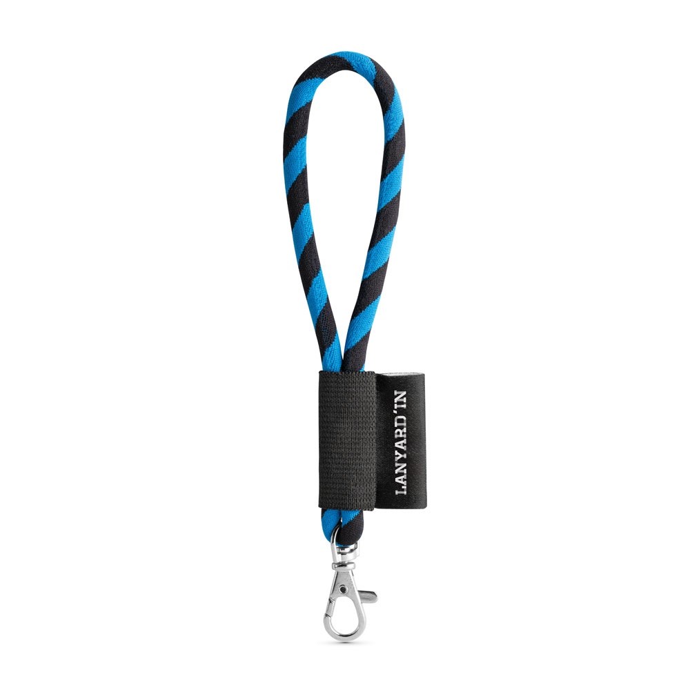 75090. SET Lanyard TUBE Short (Ø 7 mm) mit 9 mm Schnapperkarabiner - Schwarz, Königsblau