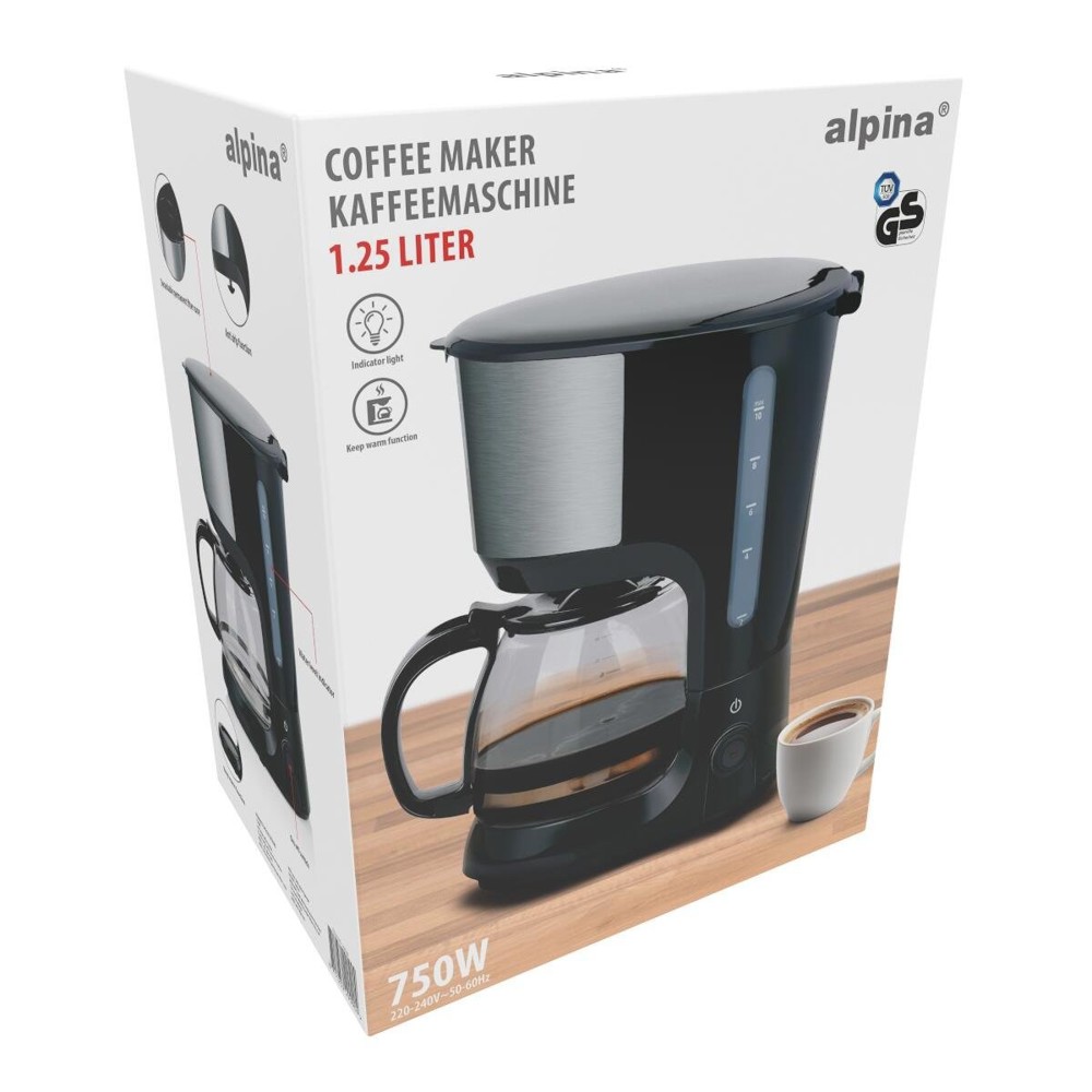ALPINA Coffee Maker 750W 1.025L Black- Schwarz