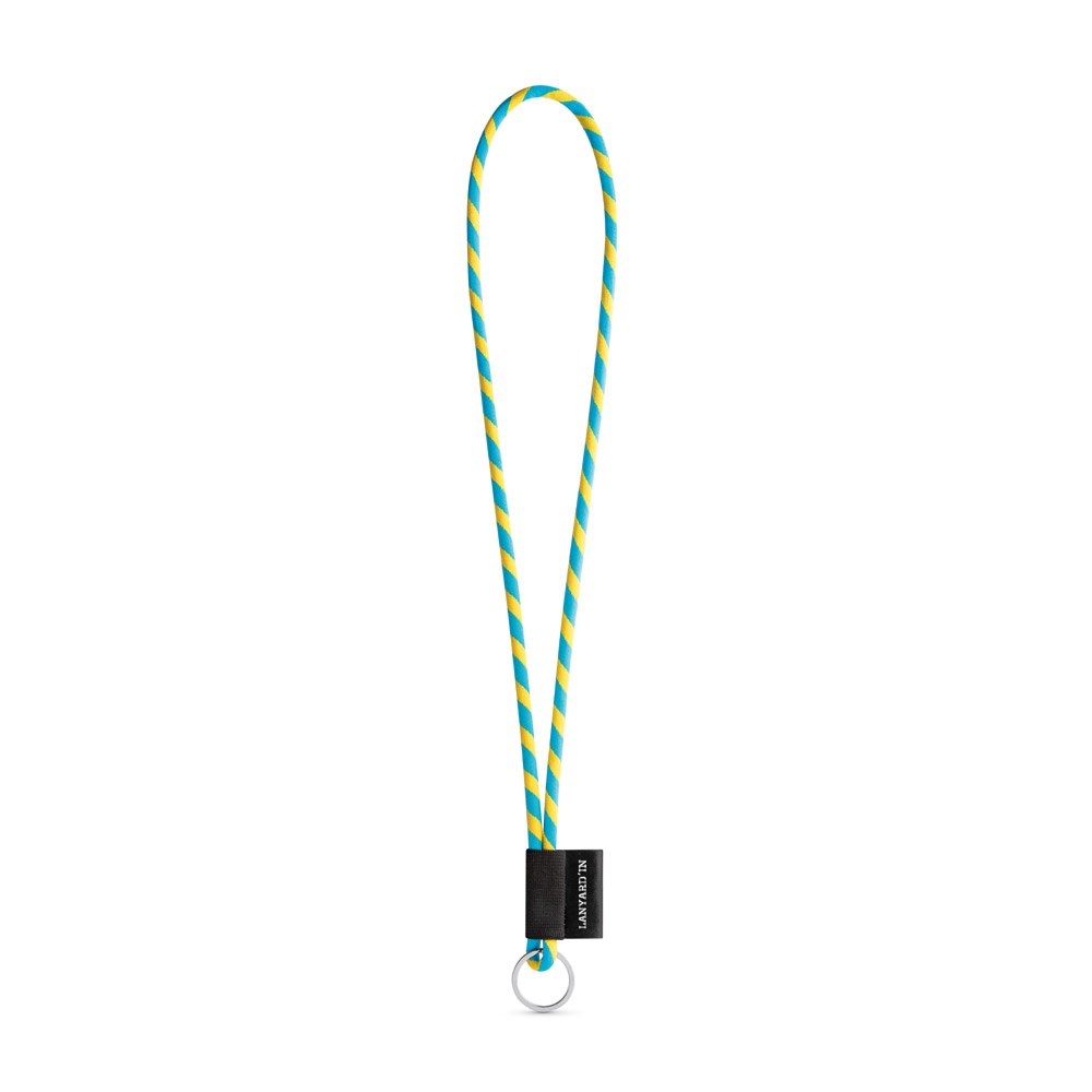 75093. SET Lanyard TUBE Long (Ø 7 mm) mit Ring Ø 32 mm - Gelb, Hellblau